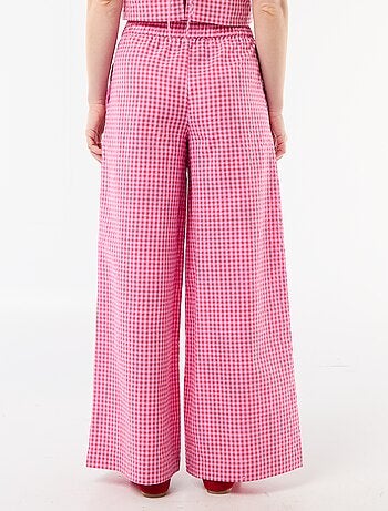 Pantalon large à motif Vichy