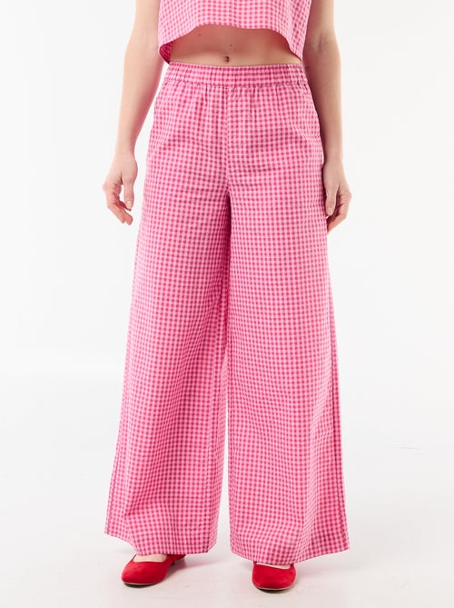 Pantalon large à motif Vichy - Kiabi