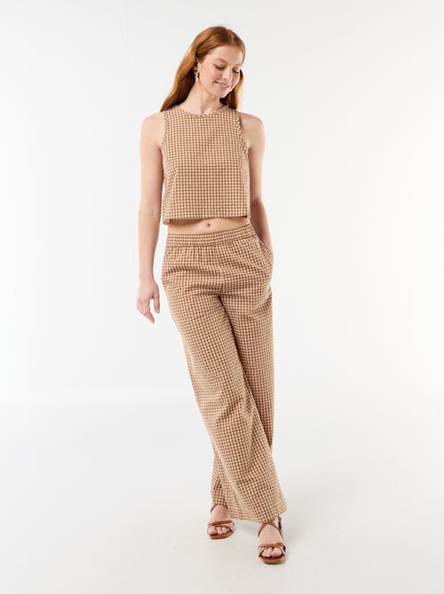 Pantalon large à motif Vichy - Kiabi