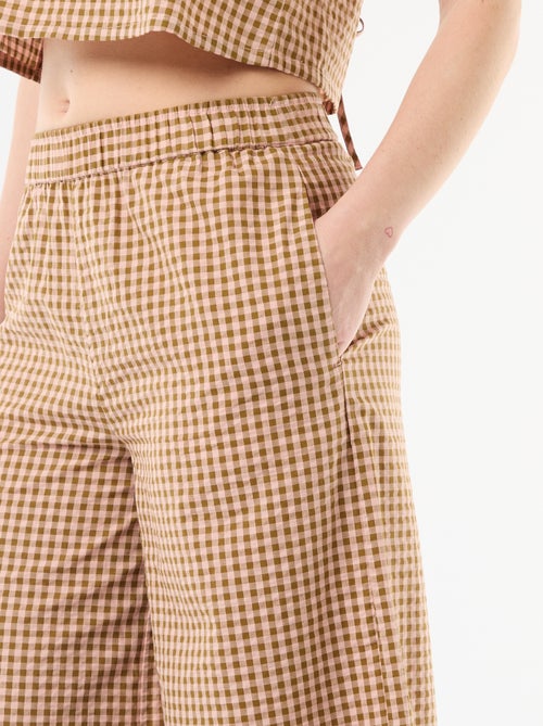 Pantalon large à motif Vichy - Kiabi