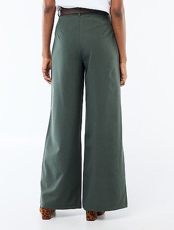 Pantalon large à pinces avec ceinture femme