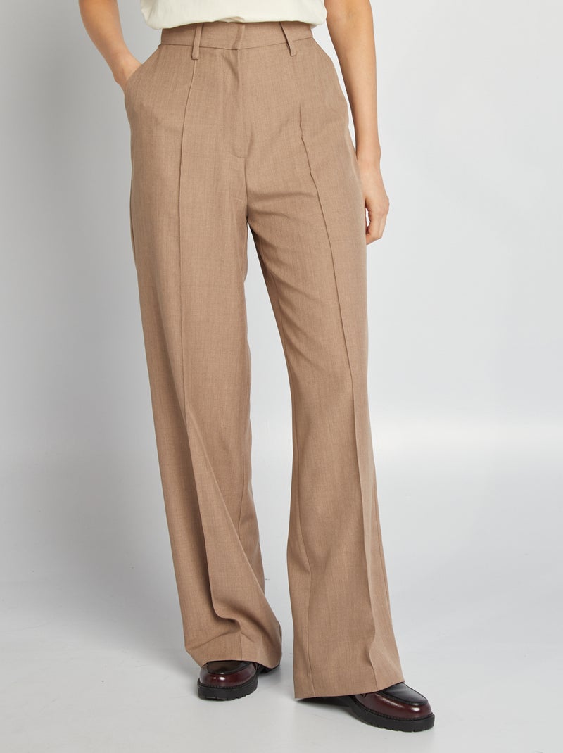 Pantalon large à pinces BEIGE - Kiabi