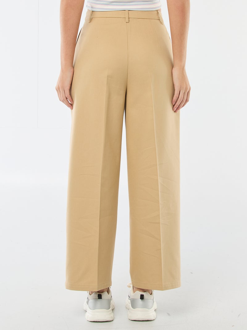 Pantalon large à pinces Beige - Kiabi