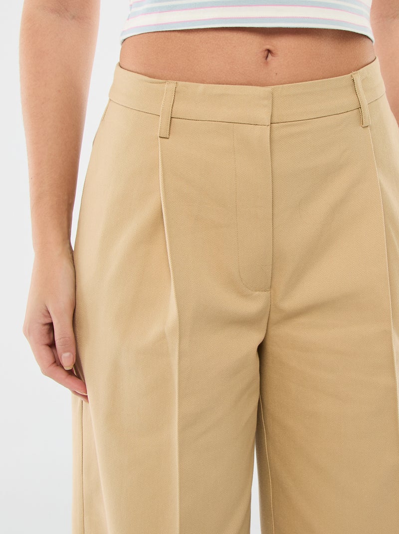 Pantalon large à pinces Beige - Kiabi