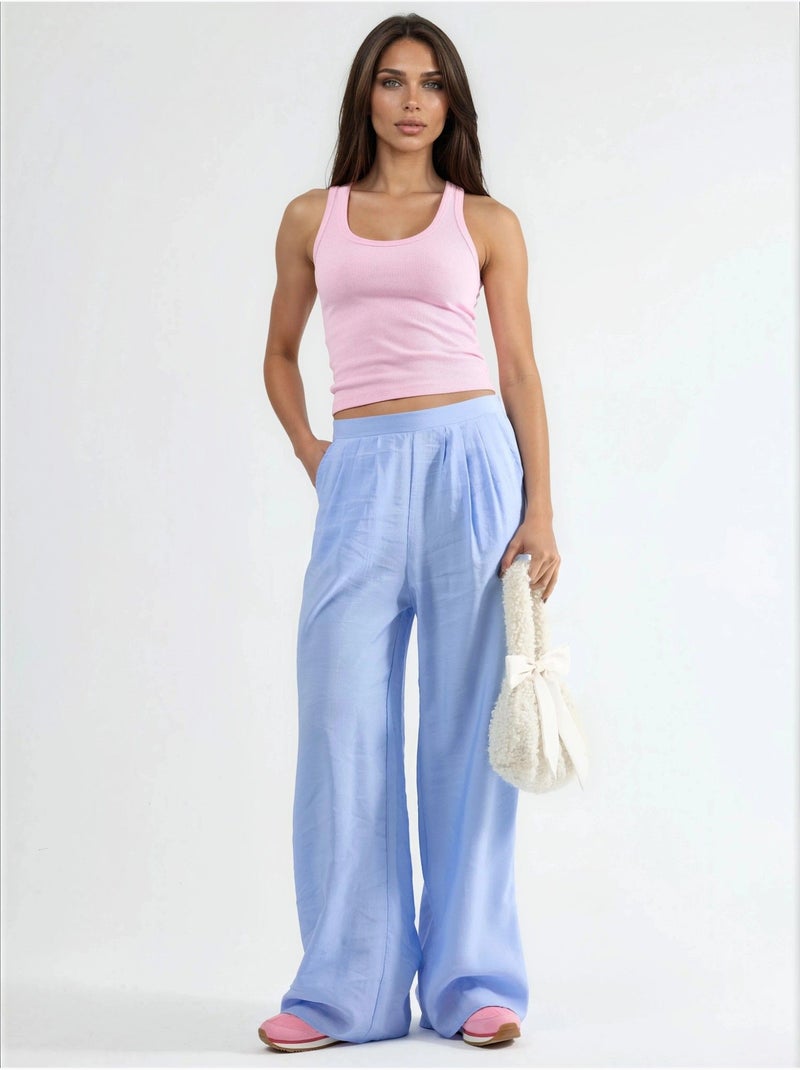 Pantalon large à pinces busem Bleu ciel - Kiabi