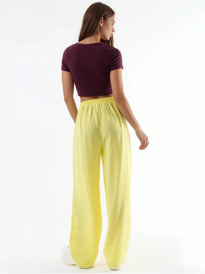 Pantalon large à pinces busem Jaune citron - Kiabi