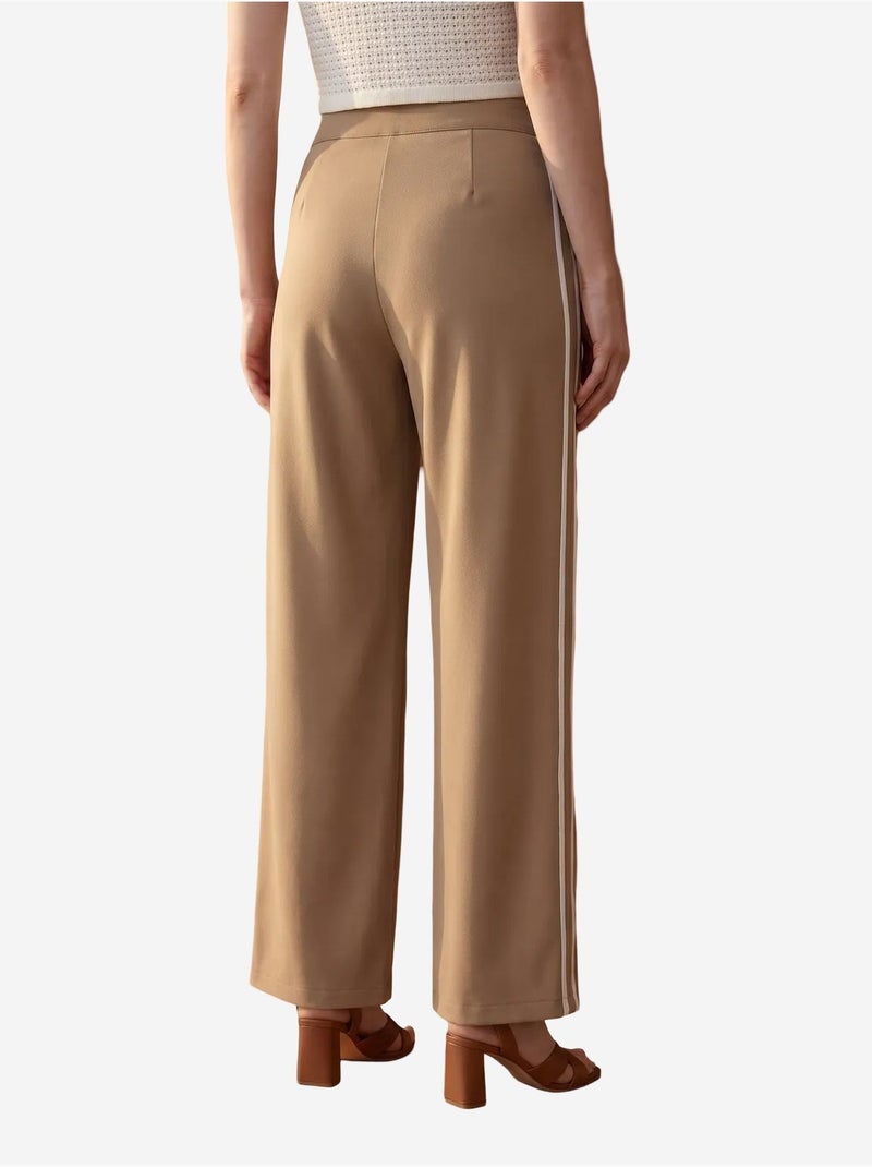 Pantalon large à pinces et taille haute my fashion Camel - Kiabi