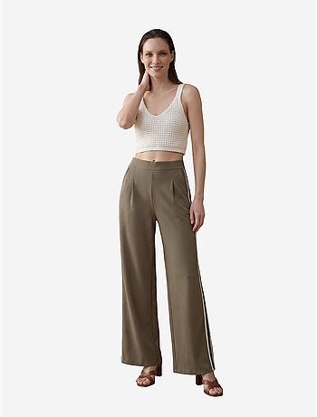 Pantalon large à pinces et taille haute my fashion