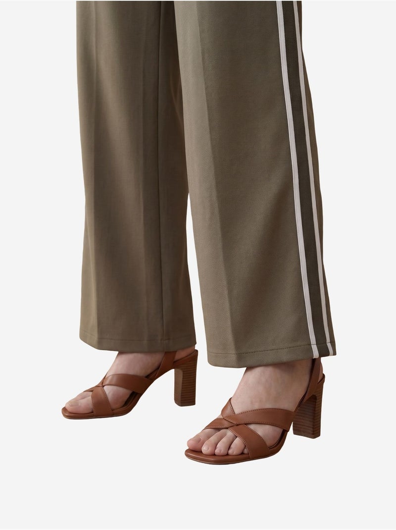Pantalon large à pinces et taille haute my fashion Kaki - Kiabi