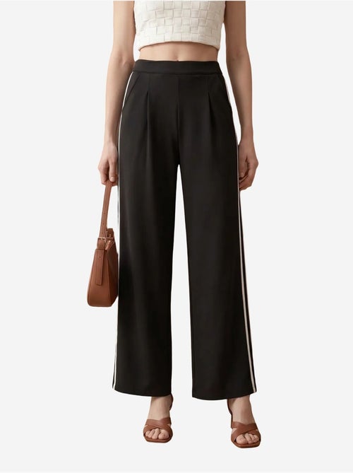 Pantalon large à pinces et taille haute my fashion - Kiabi Pantalon large à pinces et taille haute my fashion - Kiabi