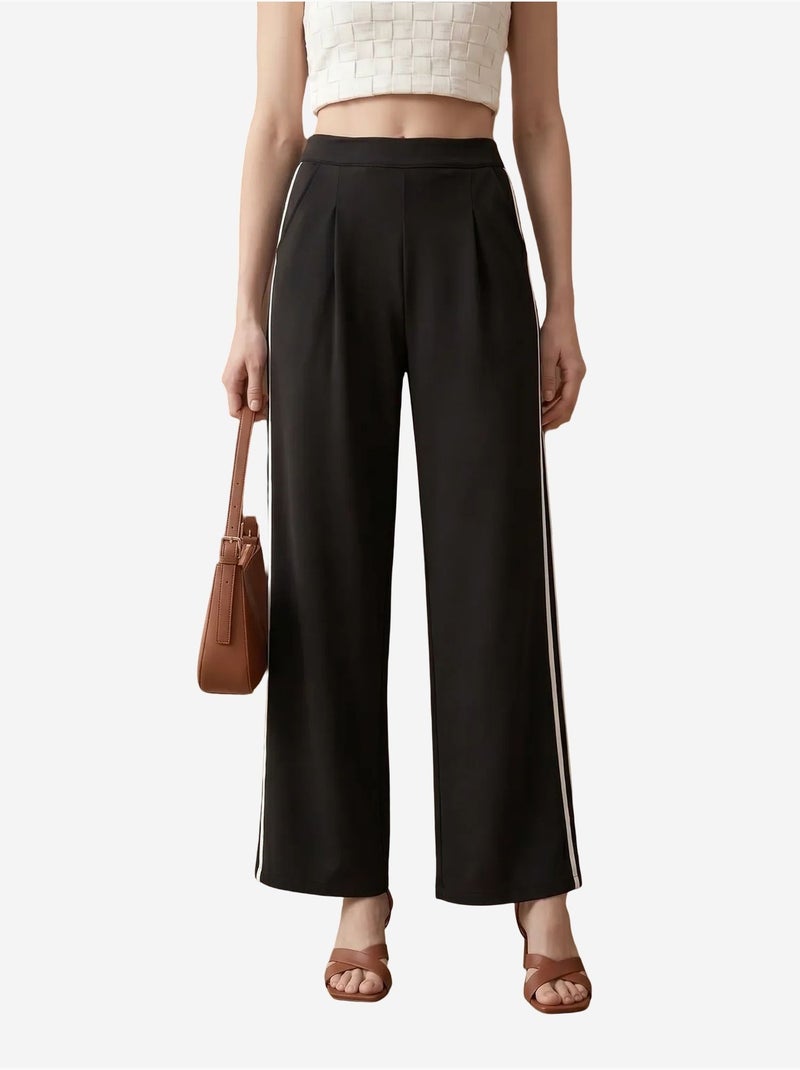Pantalon large à pinces et taille haute my fashion Noir - Kiabi
