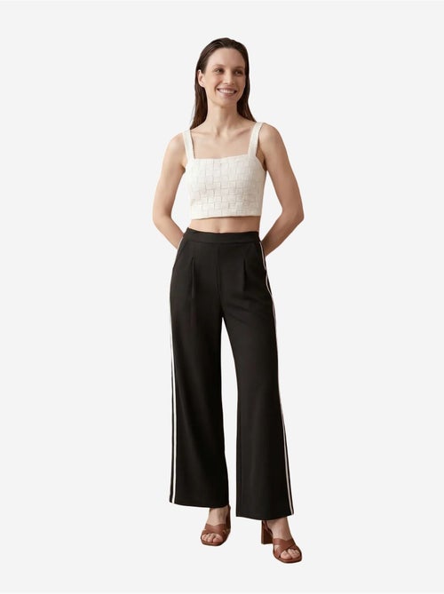 Pantalon large à pinces et taille haute my fashion - Kiabi Pantalon large à pinces et taille haute my fashion - Kiabi