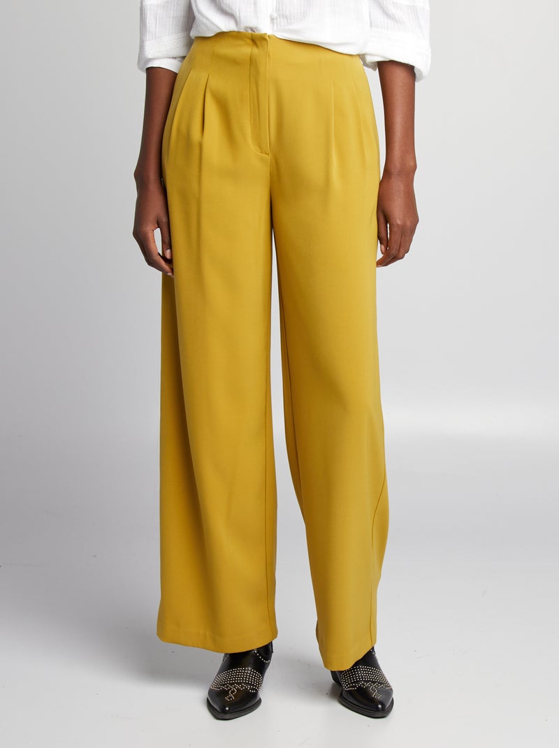 Pantalon large à pinces Moutarde - Kiabi
