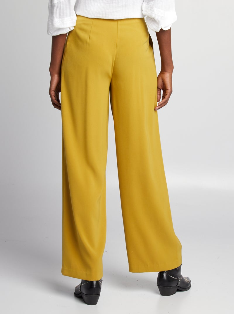 Pantalon large à pinces Moutarde - Kiabi