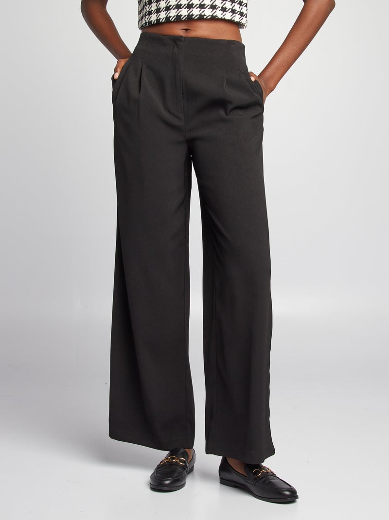 Pantalon large à pinces noir - Kiabi