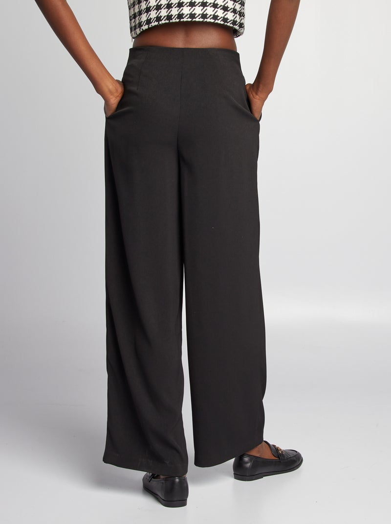 Pantalon large à pinces noir - Kiabi