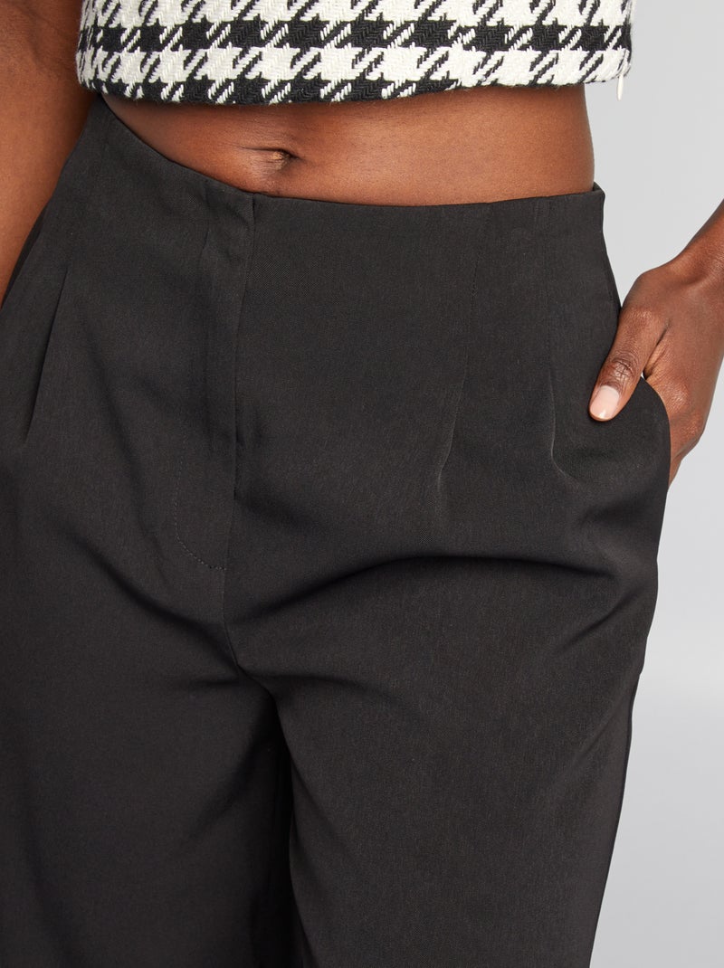 Pantalon large à pinces noir - Kiabi