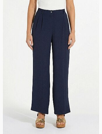 Pantalon large à pinces taille élastiquée - afibel