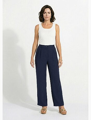 Pantalon large à pinces taille élastiquée - afibel