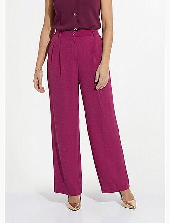 Pantalon large à pinces taille élastiquée - afibel
