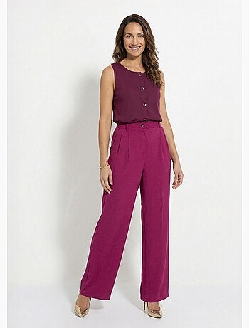 Pantalon large à pinces taille élastiquée - afibel