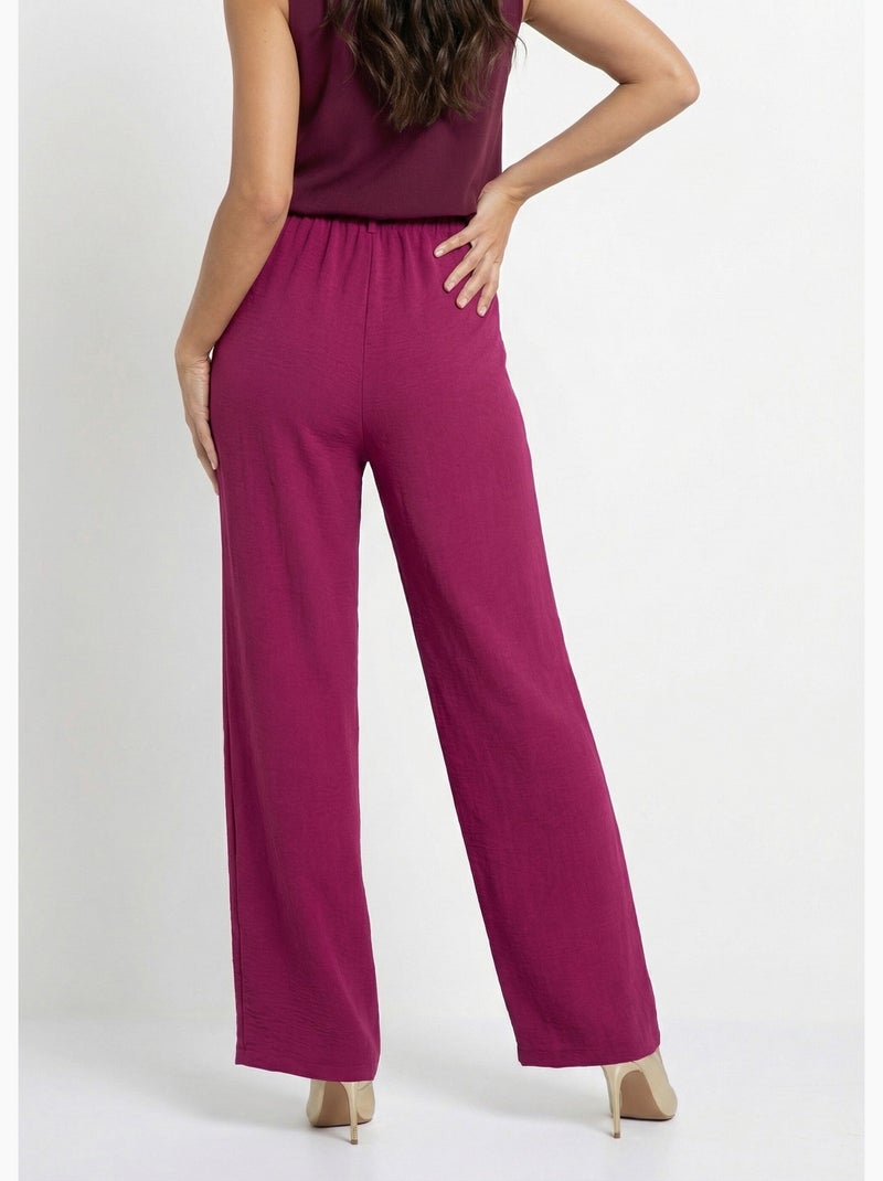 Pantalon large à pinces taille élastiquée - afibel Prune - Kiabi