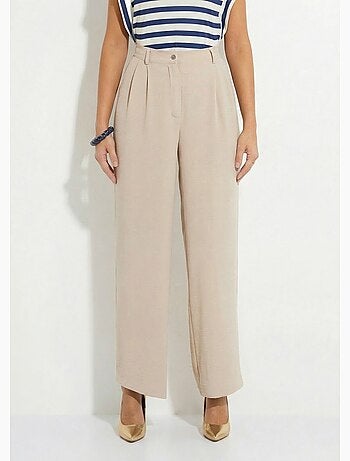Pantalon large à pinces taille élastiquée - afibel