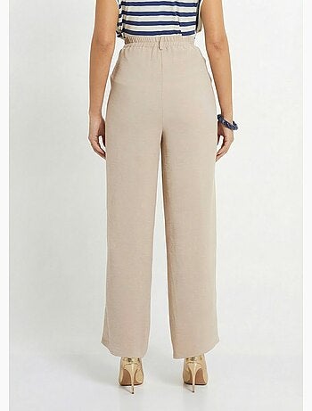 Pantalon large à pinces taille élastiquée - afibel