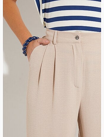 Pantalon large à pinces taille élastiquée - afibel