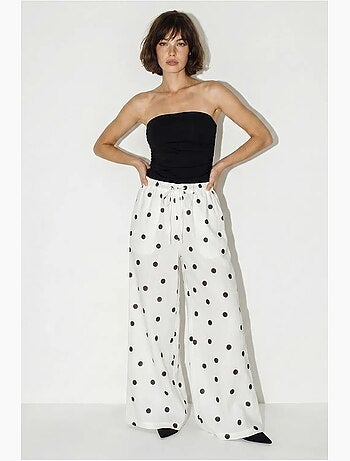 Pantalon large à pois avec ceinture à nouer lucci