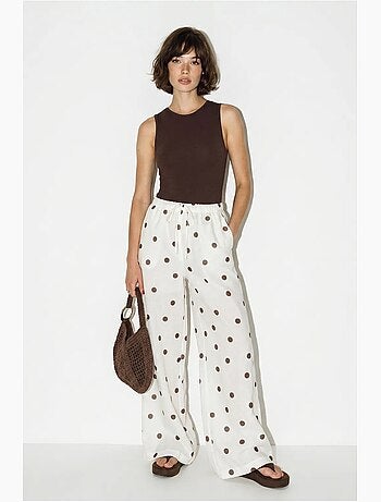 Pantalon large à pois avec ceinture à nouer lucci