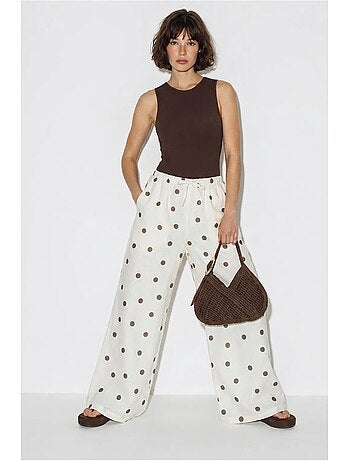 Pantalon large à pois avec ceinture à nouer lucci