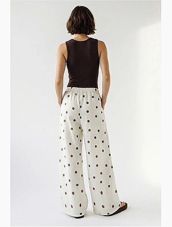 Pantalon large à pois avec ceinture à nouer lucci
