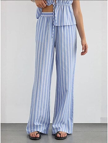 Pantalon large à rayures avec taille élastique