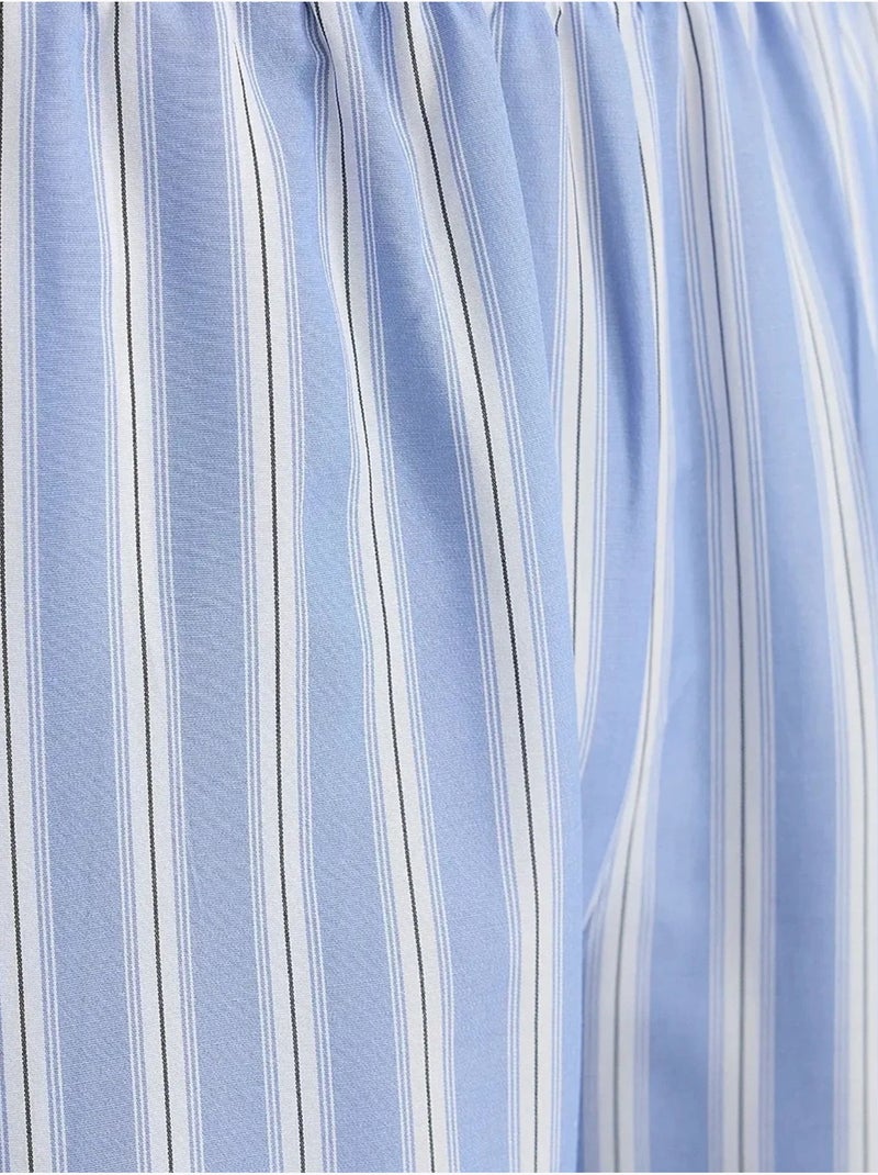 Pantalon large à rayures avec taille élastique Bleu - Kiabi