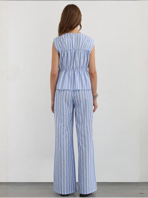 Pantalon large à rayures avec taille élastique - Kiabi Pantalon large à rayures avec taille élastique - Kiabi