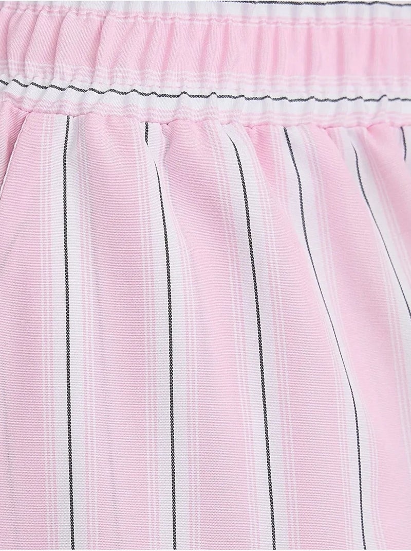 Pantalon large à rayures avec taille élastique Rose - Kiabi
