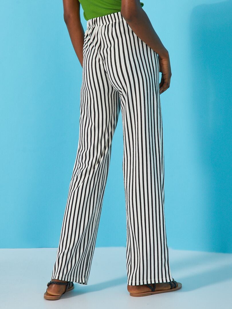 Pantalon large à rayures Blanc rayé - Kiabi