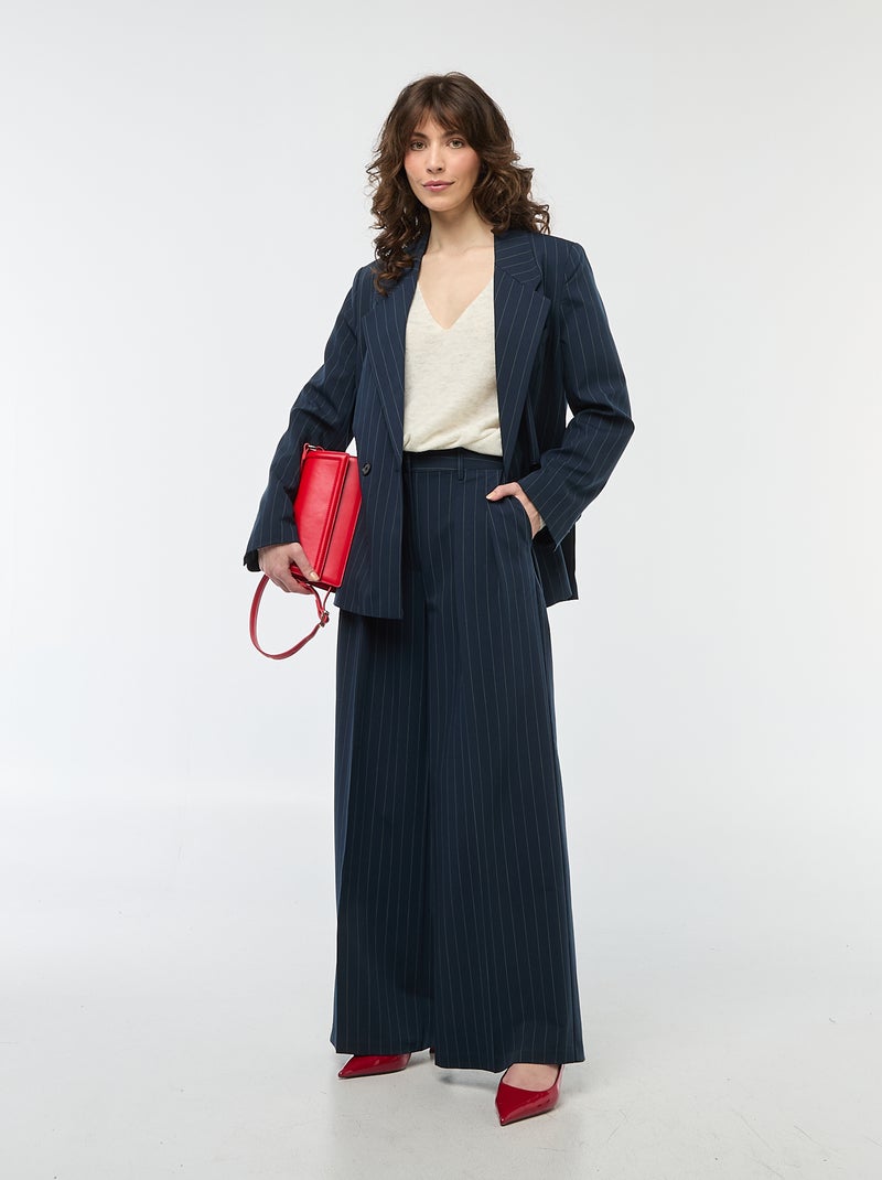 Pantalon large à rayures Bleu - Kiabi