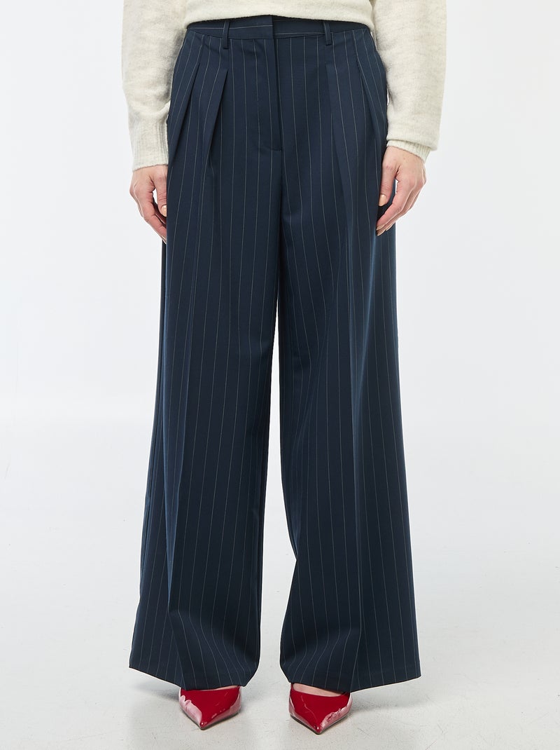 Pantalon large à rayures Bleu - Kiabi