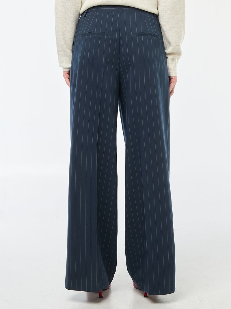 Pantalon large à rayures Bleu - Kiabi