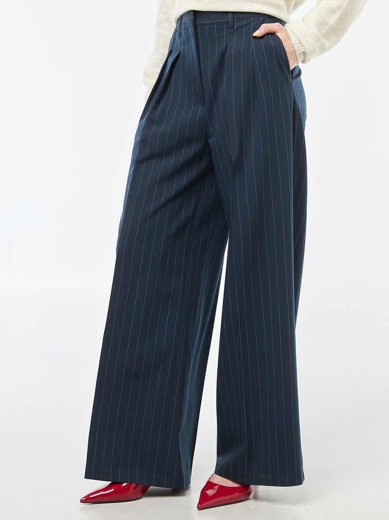 Pantalon large à rayures Bleu - Kiabi