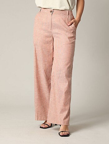Pantalon large à rayures en coton mélangé 'Deeluxe'