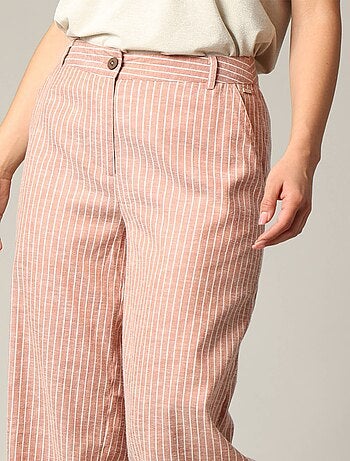 Pantalon large à rayures en coton mélangé 'Deeluxe'