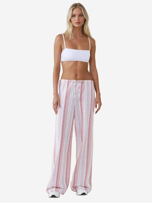 Pantalon large à rayures et coupe décontractée - Kiabi Pantalon large à rayures et coupe décontractée - Kiabi