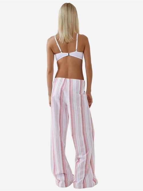 Pantalon large à rayures et coupe décontractée - Kiabi Pantalon large à rayures et coupe décontractée - Kiabi