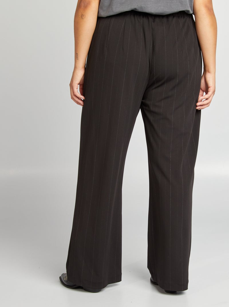 Pantalon large à rayures NOIR - Kiabi