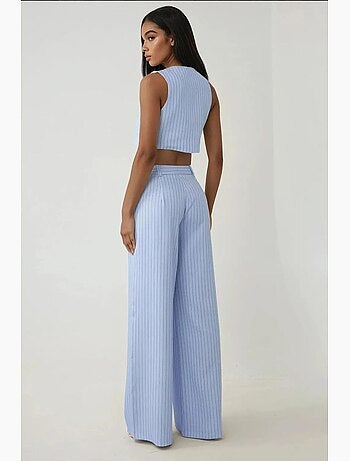 Pantalon large à rayures taille haute, collection pika hiccup