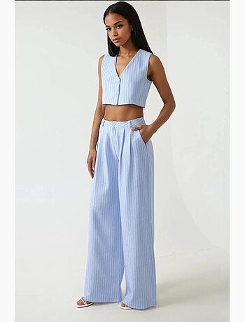 Pantalon large à rayures taille haute, collection pika hiccup