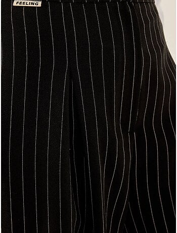 Pantalon large à rayures taille haute